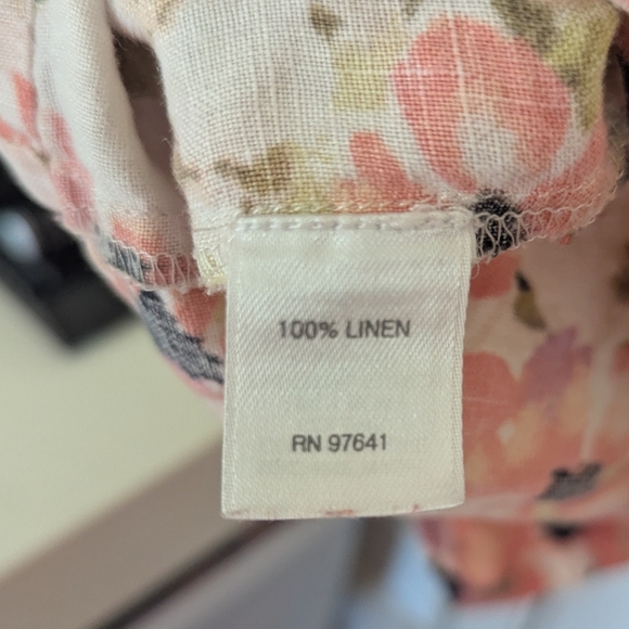 J. Jill Floral Linen Mini Dress in Pink and Green Pastel Colors, L - Picture 9 of 10